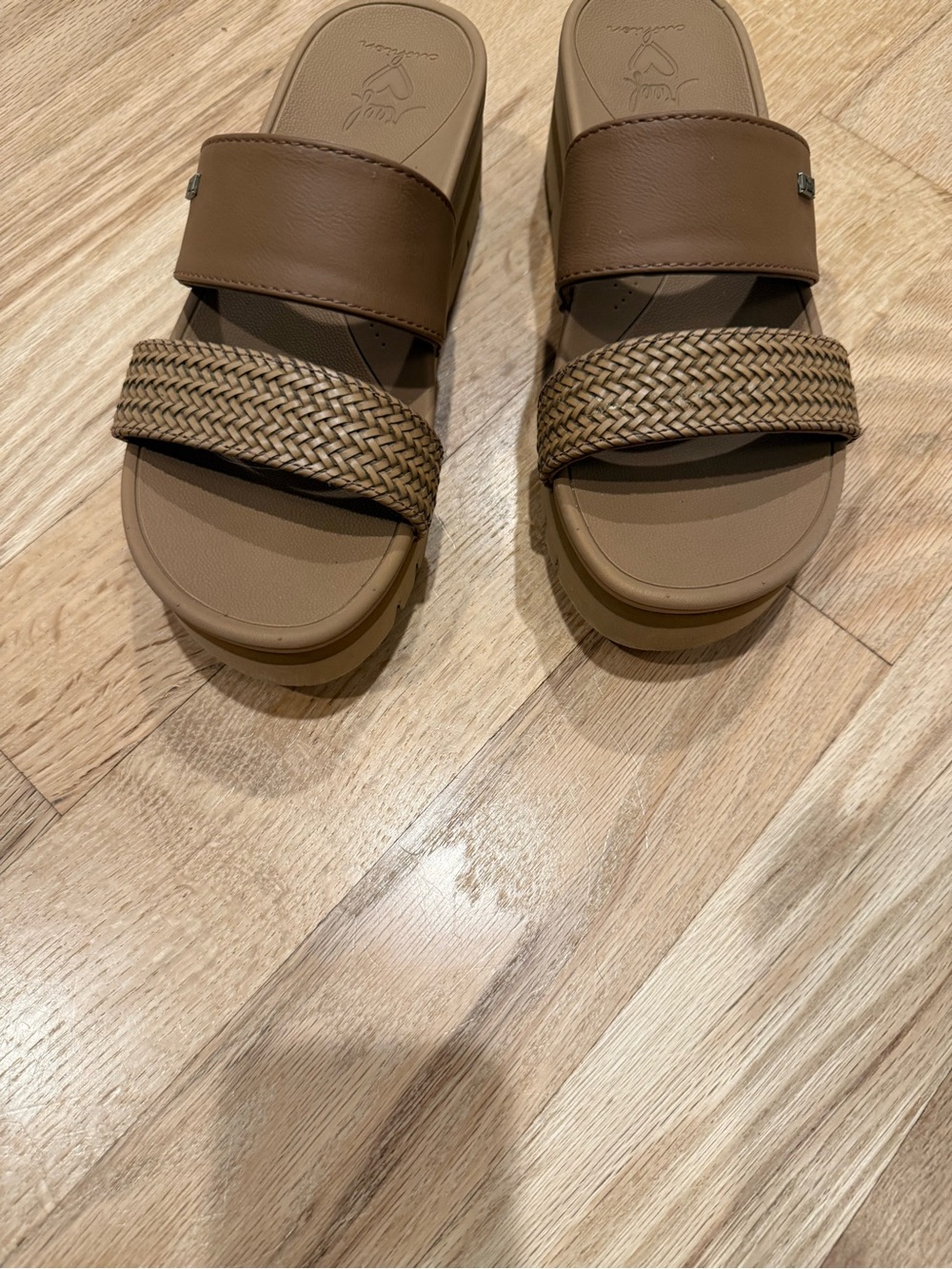 Reef Brown Braided Double-Strap Slide Sandals